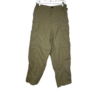 Reel Legends Mens Convertible Tan Cargo Fishing Pants Nylon Zip‎ 30 Long